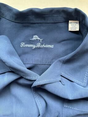 Tommy Bahama Blue 100% Silk Camp Shirt - Size 2XL Tall